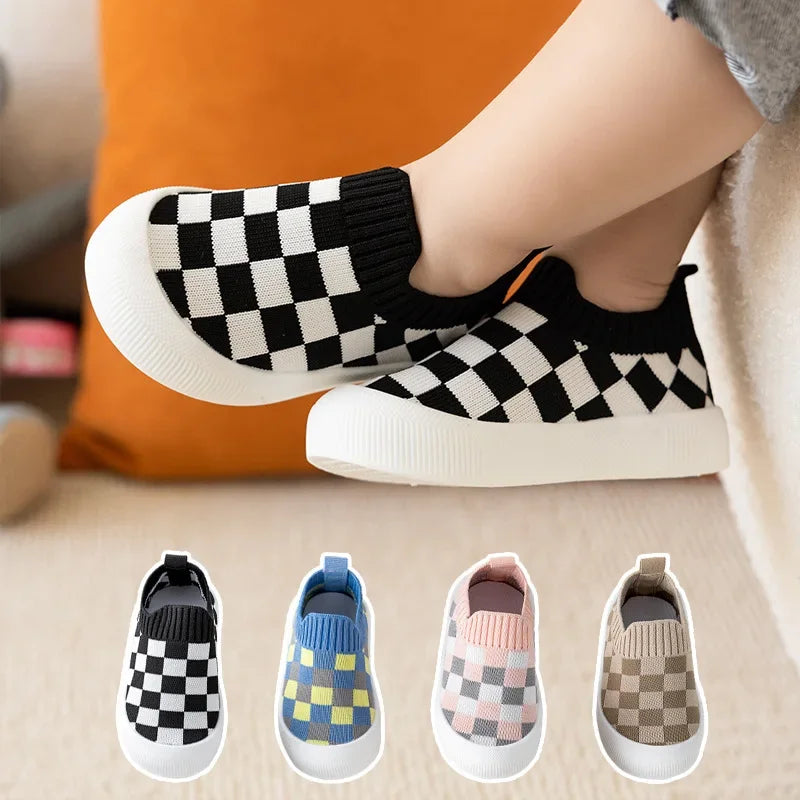 Mini Fashion™ - Ihana ruutukuvio - Joustava slip-on kenkä lapsille