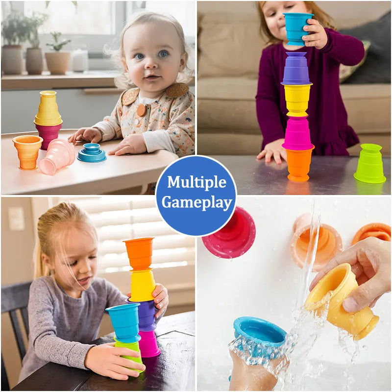 Rainbow Stacker Cups™ - Sateenkaaren värit - Pinoamiskuppipeli