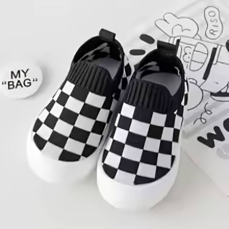 Mini Fashion™ - Ihana ruutukuvio - Joustava slip-on kenkä lapsille