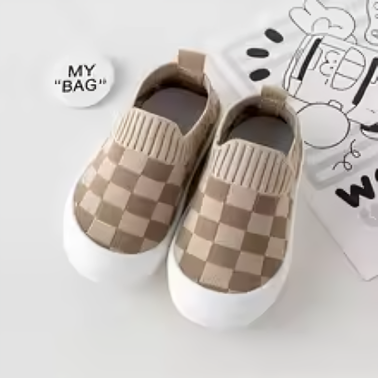 Mini Fashion™ - Ihana ruutukuvio - Joustava slip-on kenkä lapsille