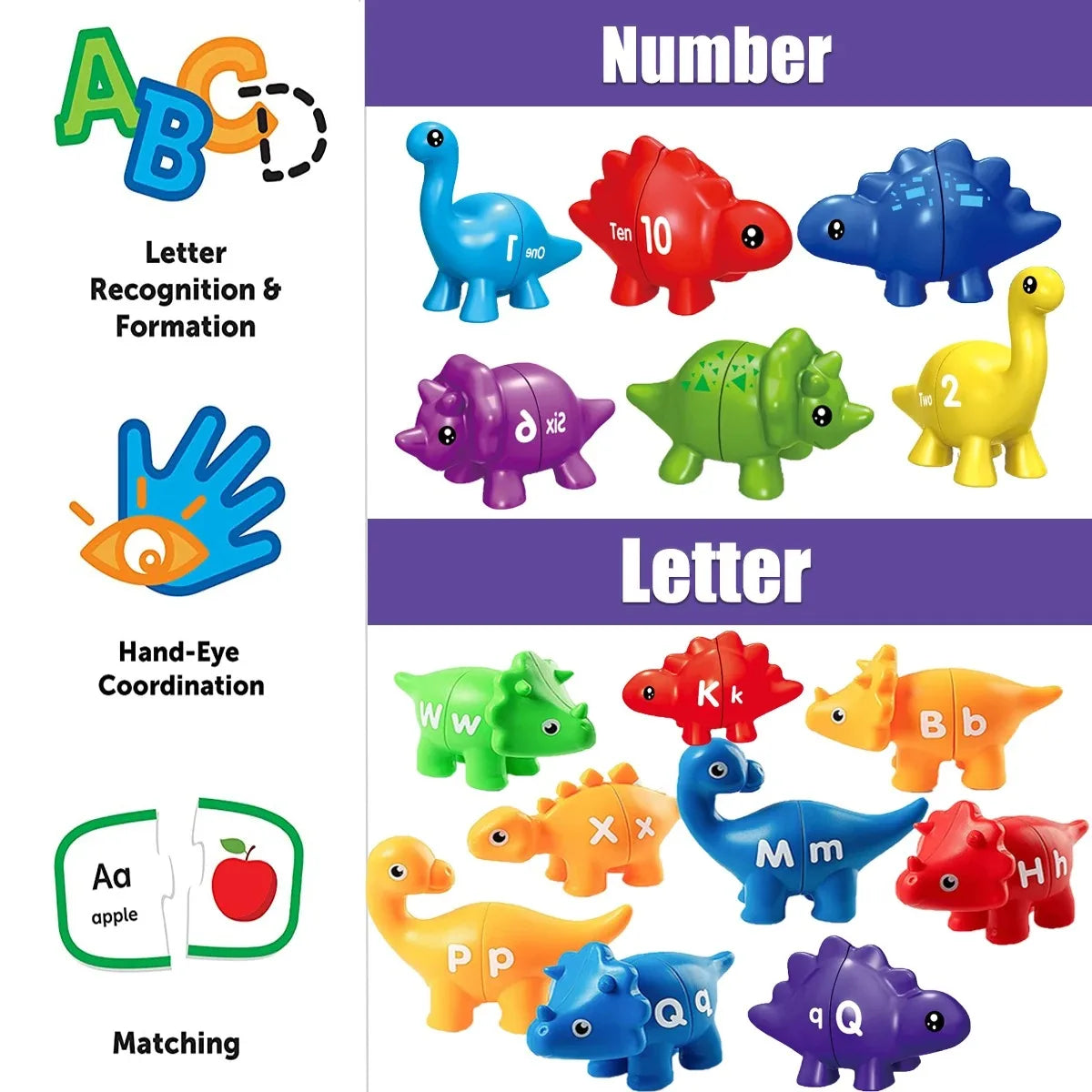 Matching Dino's – Hauska & opettavainen - Aakkoset ja numerot Dino Game - Dino-peli