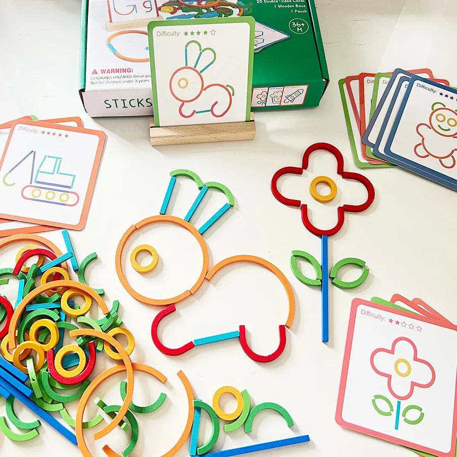 Sticks & Rings – Hoikka & luova – Puiset muodot palapeli