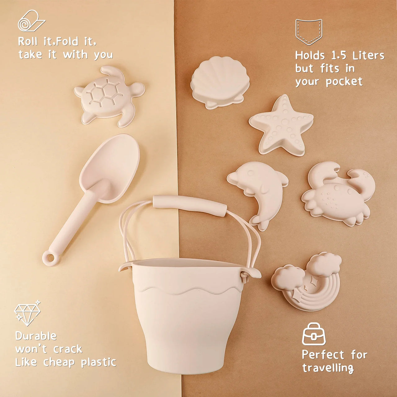 Silicone Beach Set™ - Hiekkaseikkailu -  Rantalelusetti