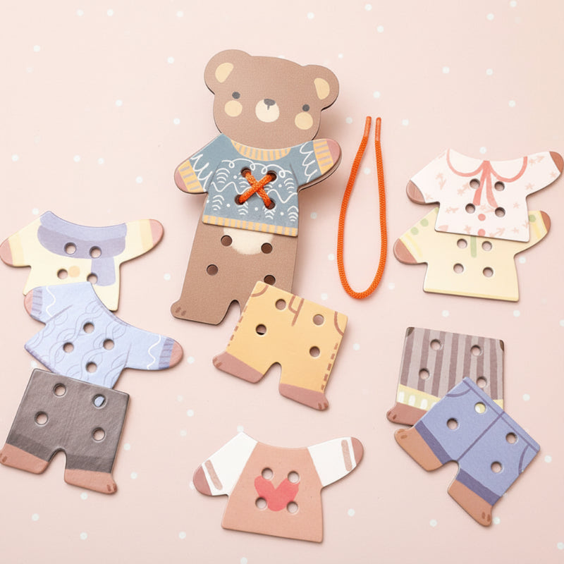 ThreadBear – Söpö ja opettavainen – Montessori-lankaleikkikarhu