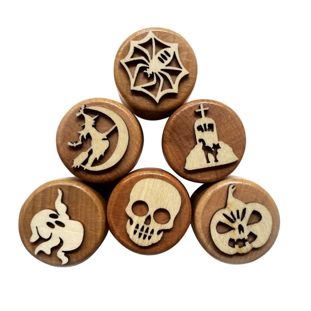 WoodStamp – Montessori & Luovuus – 6 kpl puisia savileimasimia