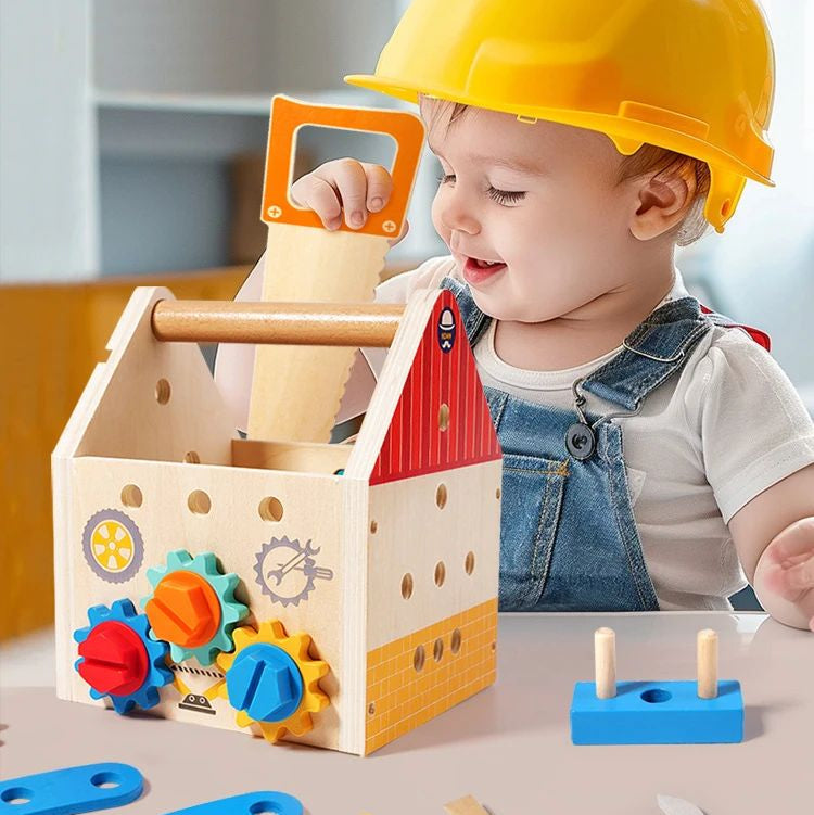 Busy Box™ - Tutustu ja opi - Puinen aktiviteettilaatikko