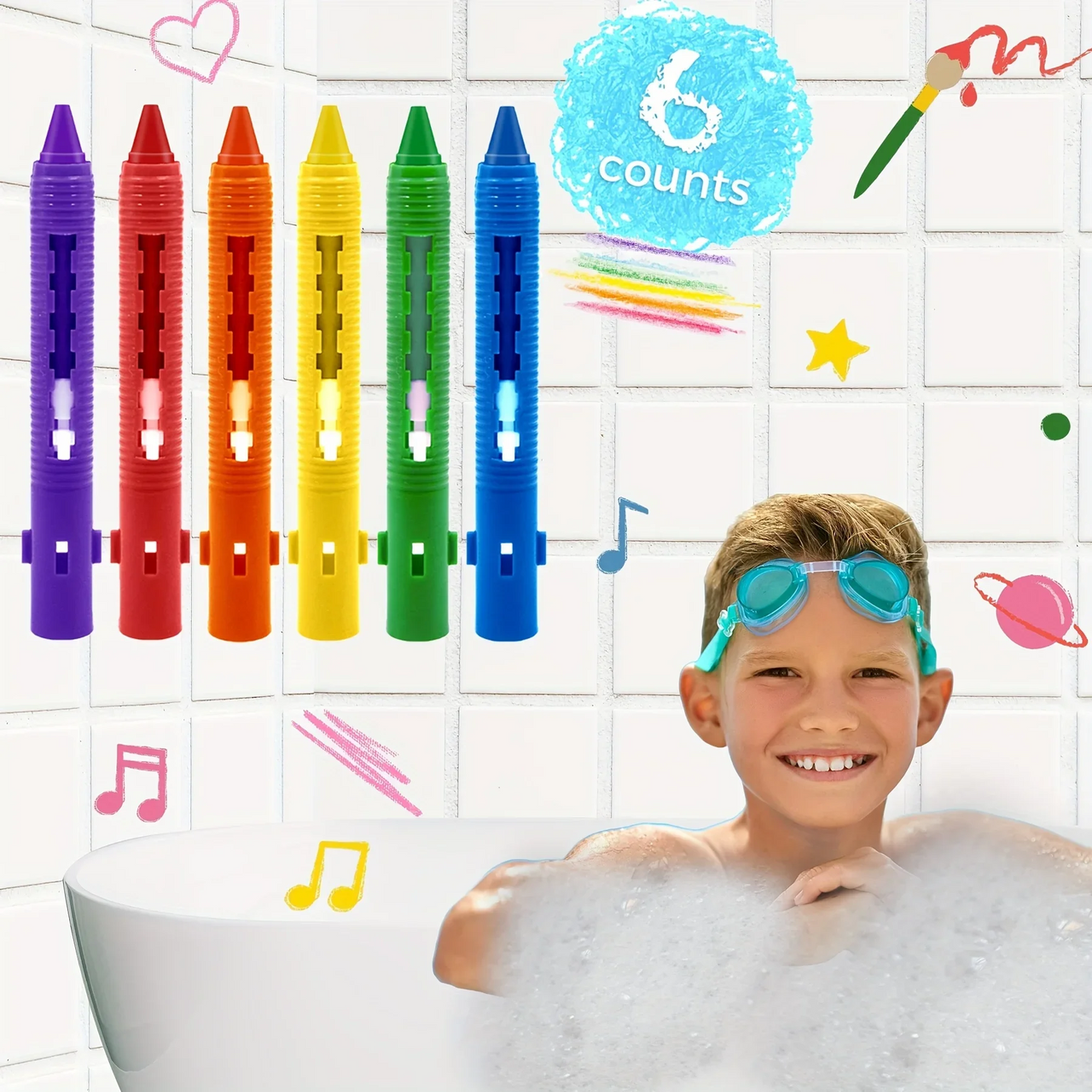 DoodleBath – Värikäs ja leikkisä – 6-osainen kylpykriittisetti