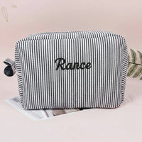 Thumbnail for Striped Name Pouch – Henkilökohtainen ja tyylikäs – meikkipussi