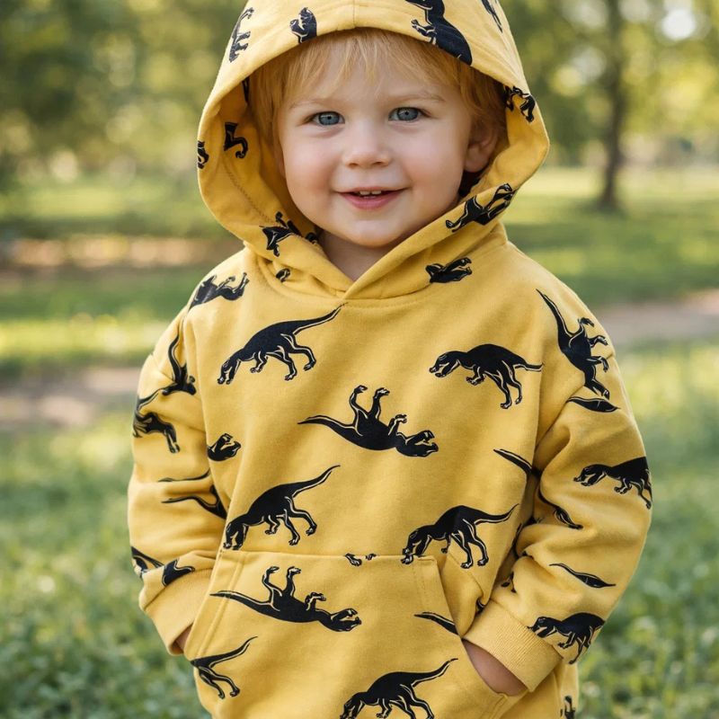 DinoStyle – Lämmin ja hengittävä – huppari, jossa Triceratops-kuvio
