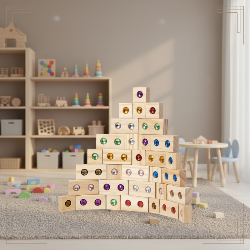 Rainbow Gem Stacking Blocks – Luova ja opettavainen – Puinen pinoamispalikkasarja