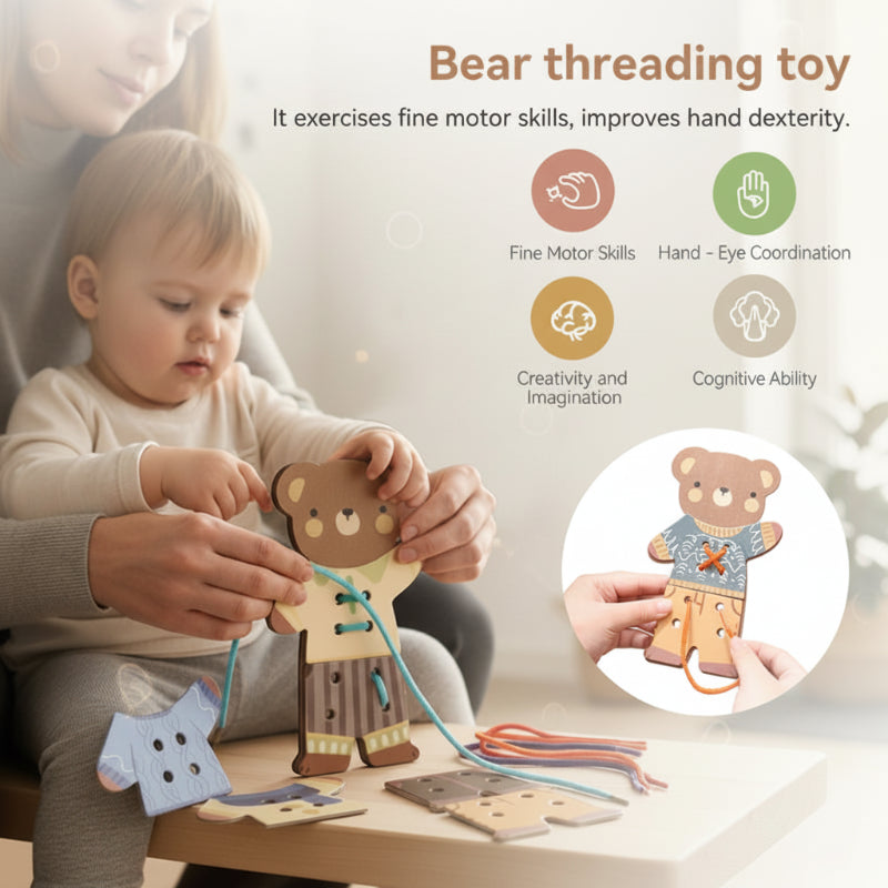 ThreadBear – Söpö ja opettavainen – Montessori-lankaleikkikarhu
