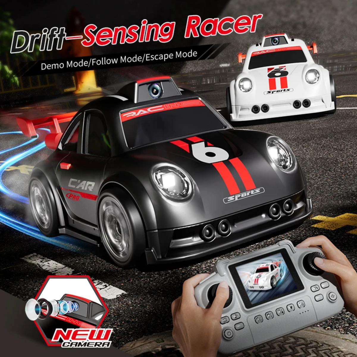 RacePro – RC & Stunt – Drift-tunnistuksella varustettu Racer Auto -auto, jossa on kamera