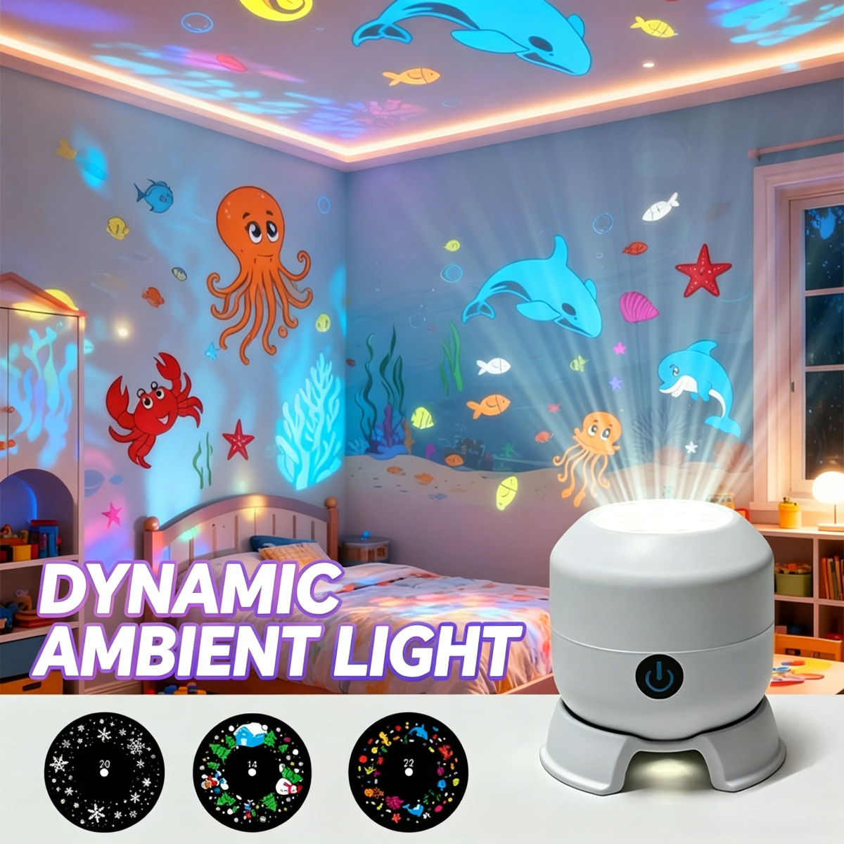 SeaDream – Leikkisä ja opettavainen – 360° kiertävä LED-yövalo
