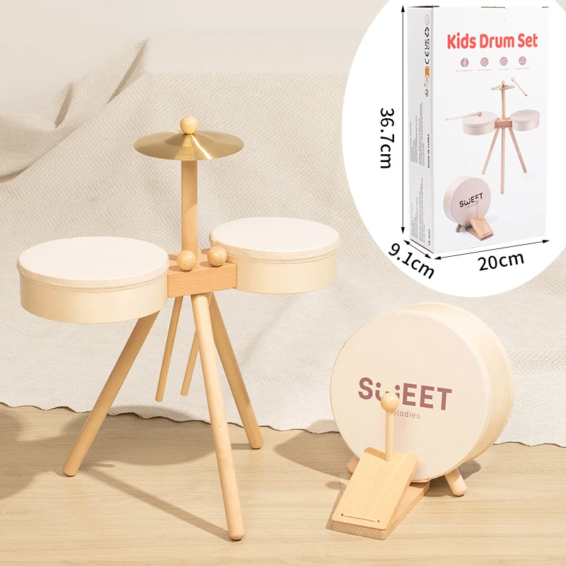 Kids Wooden Drum Toy – Musiikki & Luovuus – Rumpusetti