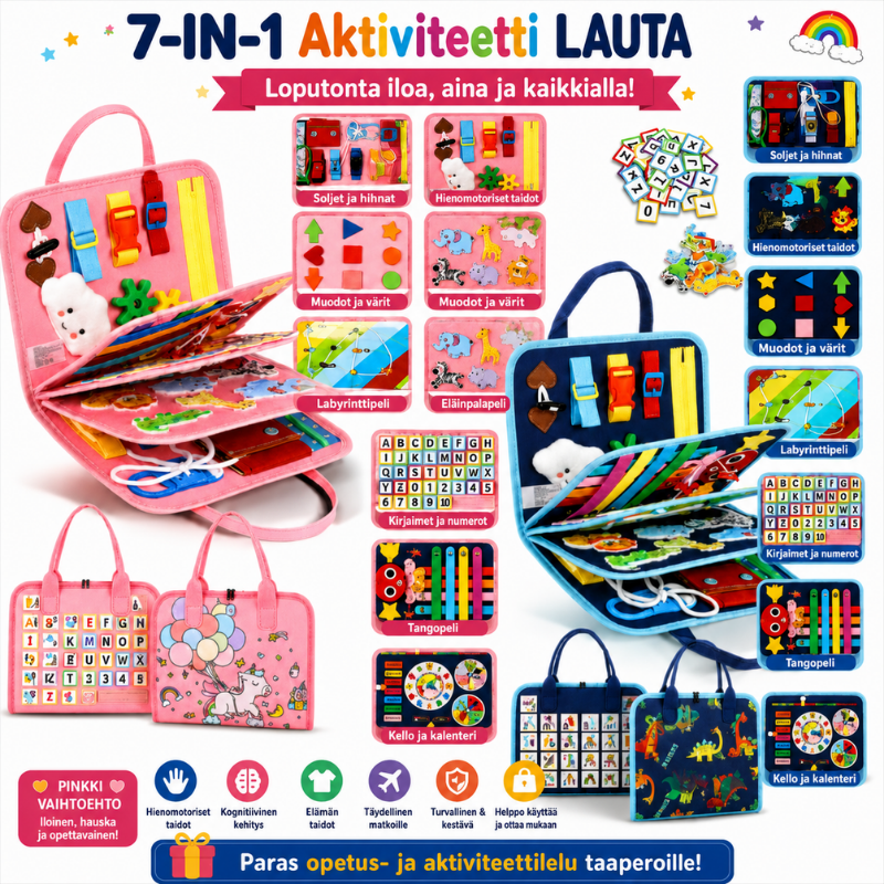 7-in-1 Busy Board – Motoriset taidot ja oppiminen – Aktiviteettitaulu