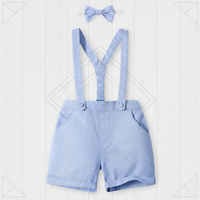 Thumbnail for LittleDandy – Klassinen ja tyylikäs – Puuvillaiset shortsit henkseleillä ja rusetilla