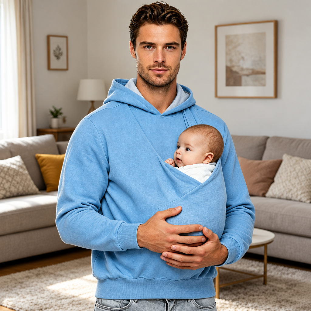 CuddleDad – Mukava ja käytännöllinen – miesten huppari, jossa on vauvan kantokotelo
