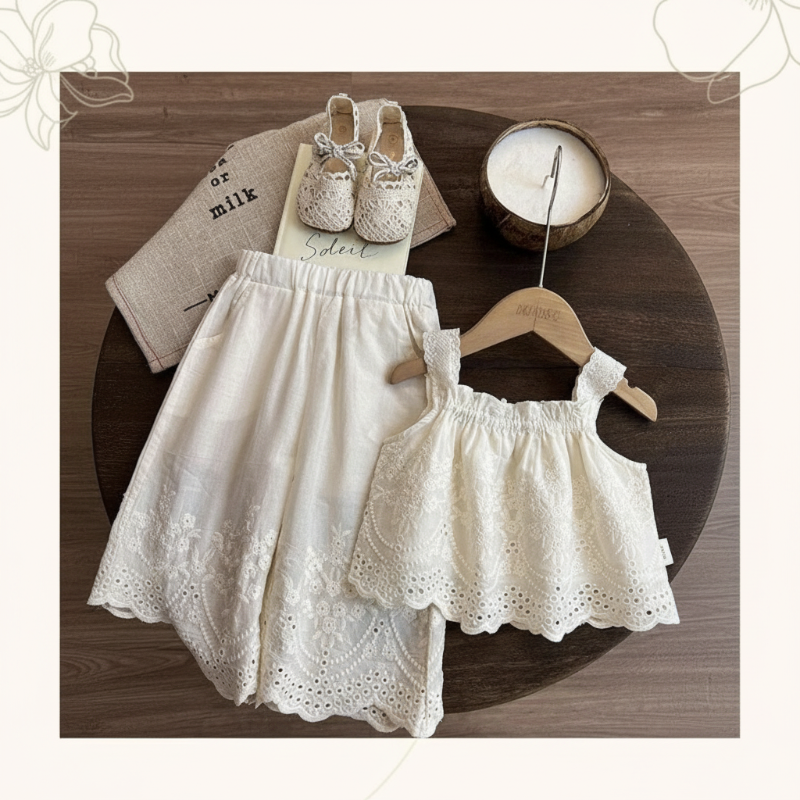 TinyLuxe – Zomerset-pitsipaita ja leveälahkeiset housut