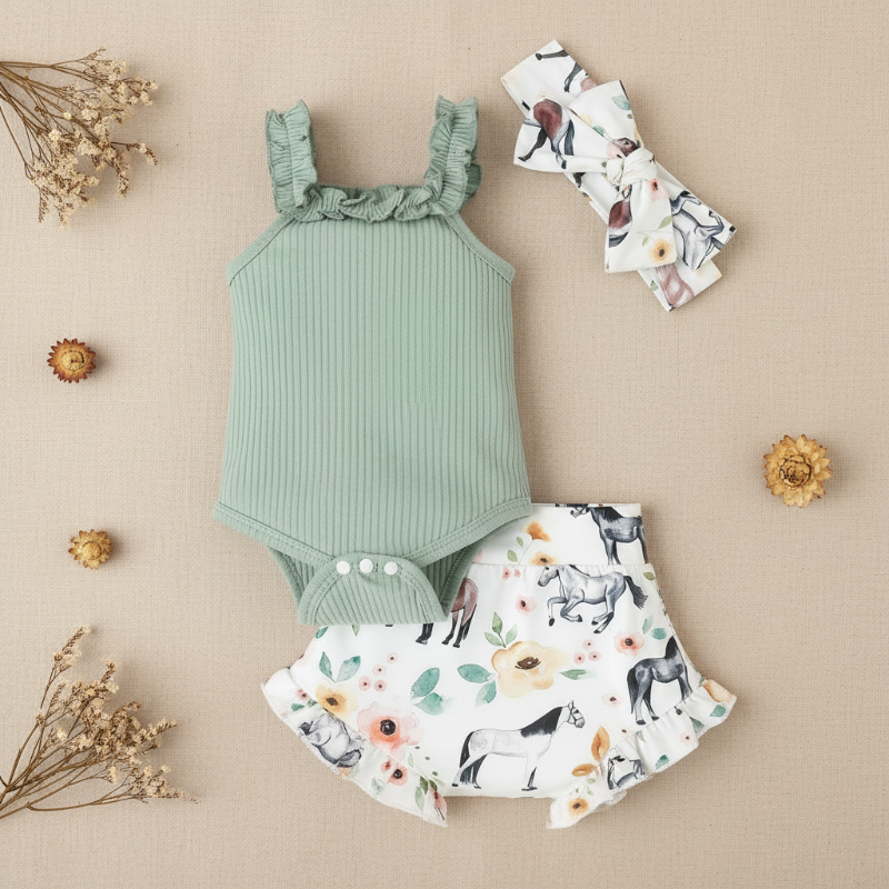 Baby Girl Summer Outfit – Söpö ja ilmava – vauvan vaatesetti