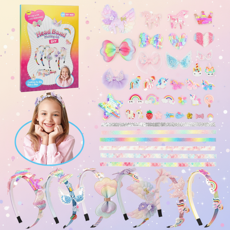 DIY Headband Making Kit – Luova ja leikkisä – hiuspanta-asustepaketti