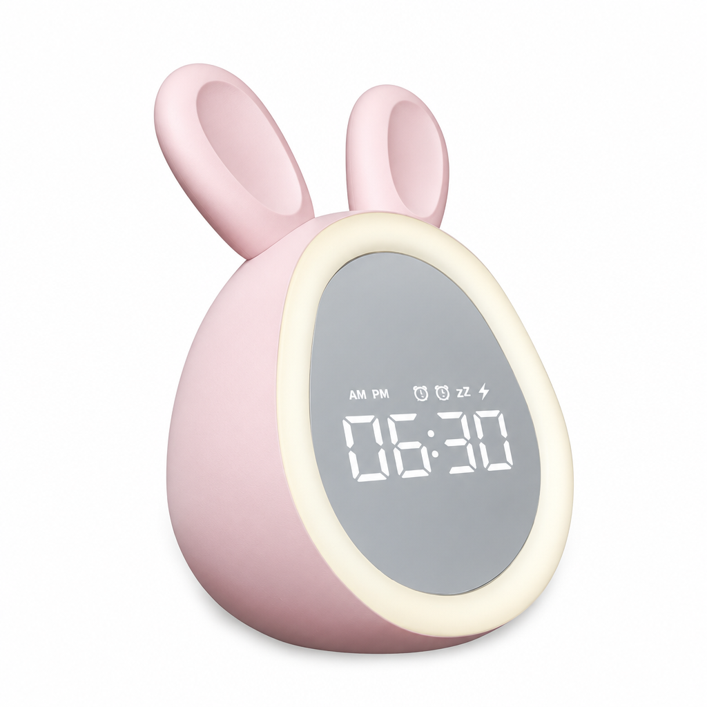 BunnyGlow – Söpö ja käytännöllinen – digitaalinen lasten herätyskello, jossa on yövalo