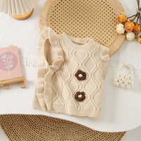 Thumbnail for LittlePetal – Suloinen ja mukava – hihaton tyttöjen neuletakki, jossa on kukkakuvio