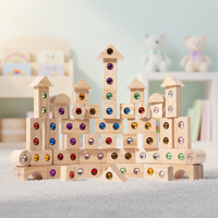 Thumbnail for Rainbow Gem Stacking Blocks – Luova ja opettavainen – Puinen pinoamispalikkasarja