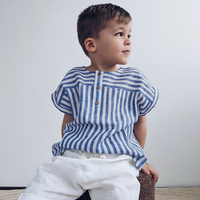 Thumbnail for LittleClassic – Tyylikäs ja mukava – Poikien pellavapaita, jossa on napit