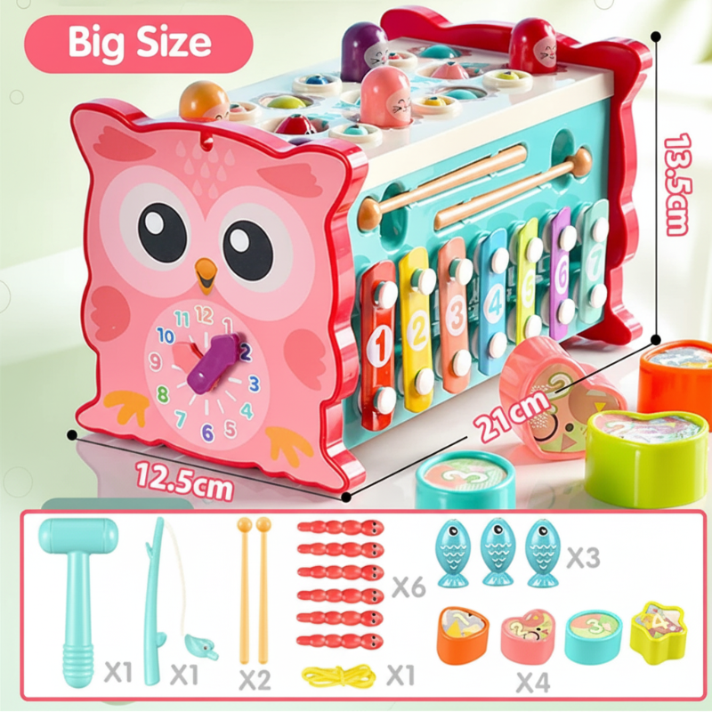 Montessori Hammering Toy – Motoriset taidot ja oppiminen – 8-osainen leikkisetti