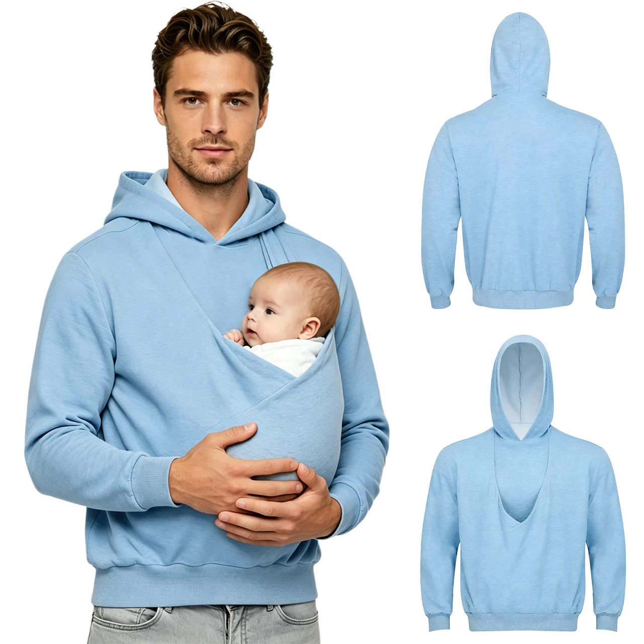 CuddleDad – Mukava ja käytännöllinen – miesten huppari, jossa on vauvan kantokotelo