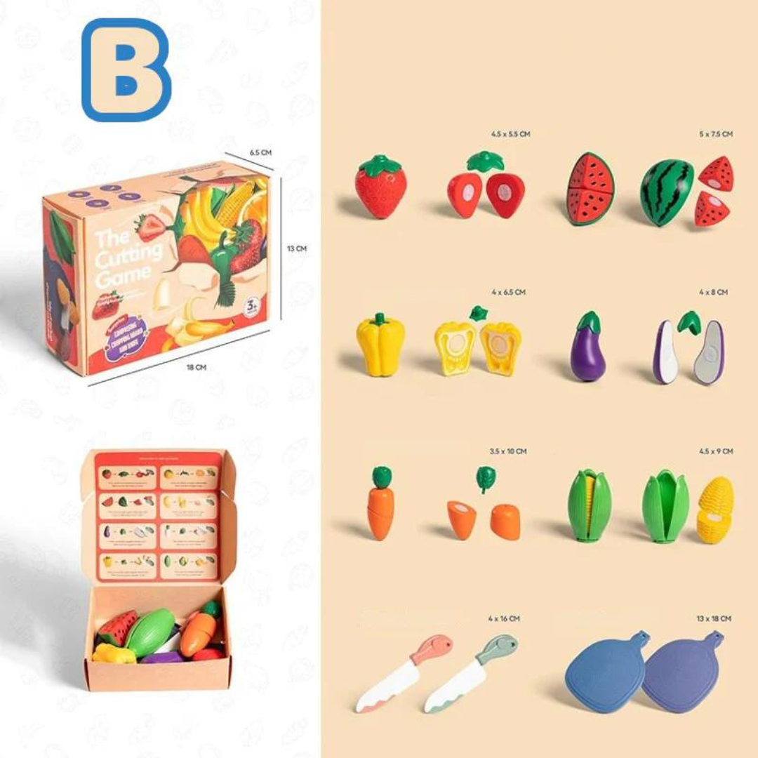 Fruitigo – Oppiminen ja leikki – Montessori-hedelmäleikkisetti