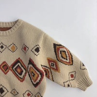 Thumbnail for LittleRetro – Lämmin ja tyylikäs – neulottu lasten villapaita, jossa on timanttikuvio