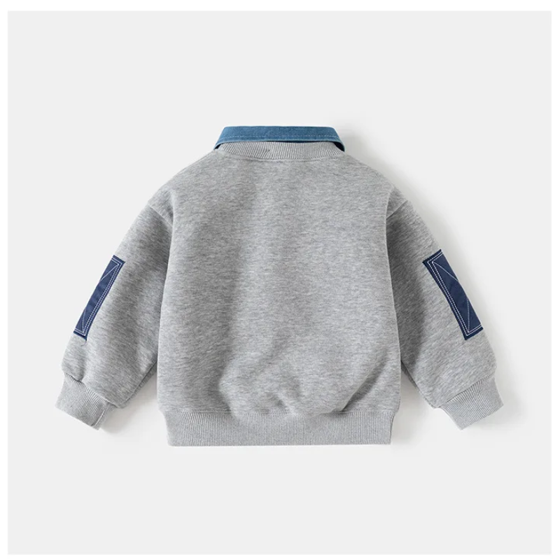 CoolJunior – Lämmin ja tyylikäs – Poikien villapaita, jossa on denimkaulus
