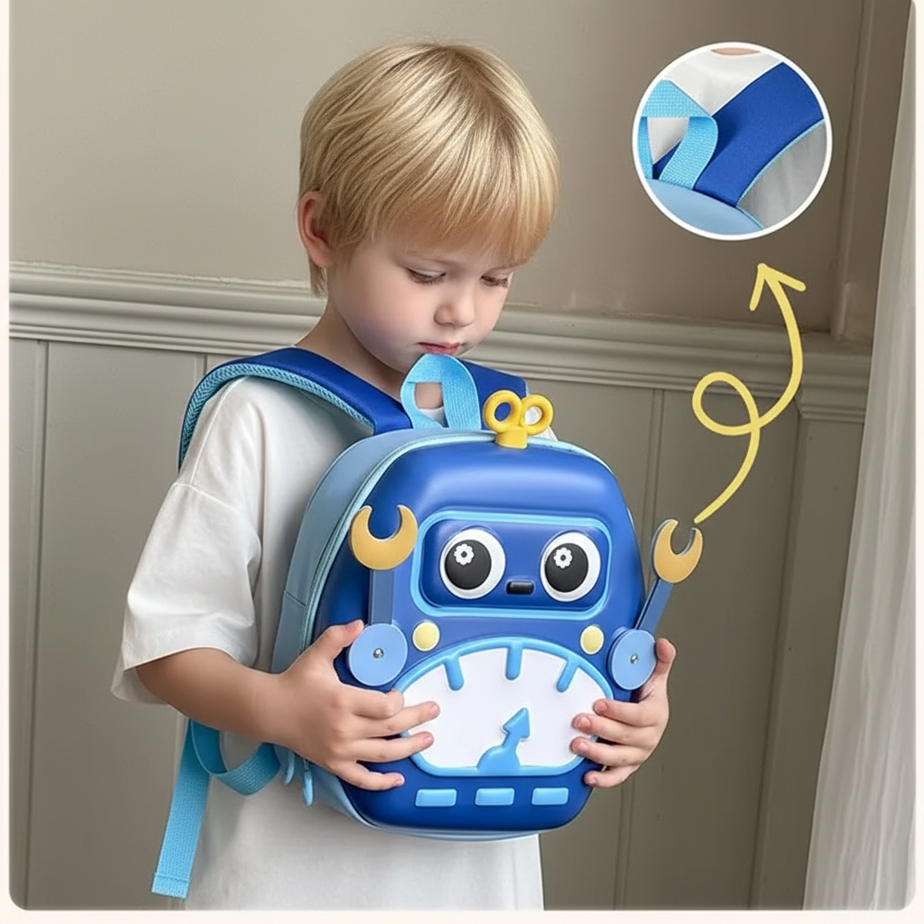 MiniBot – Tyylikäs ja käytännöllinen – lasten reppu, jossa on robottikuvio