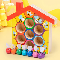 Thumbnail for HoneyHive – Montessori &  Opettavainen – Puinen mehiläisten lajittelupeli