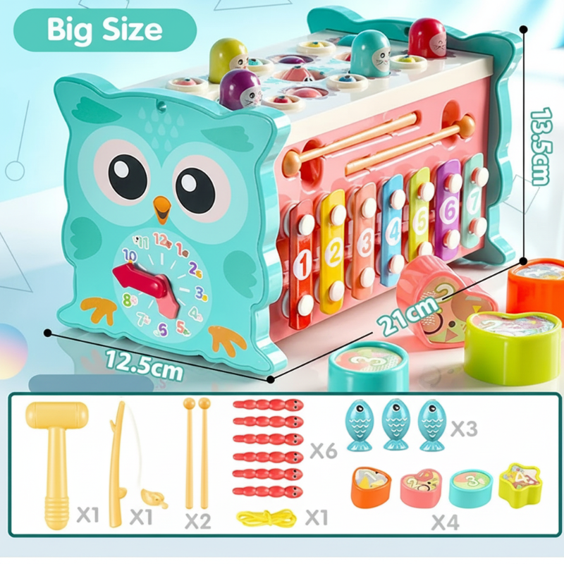 Montessori Hammering Toy – Motoriset taidot ja oppiminen – 8-osainen leikkisetti