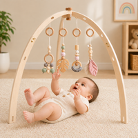 Thumbnail for Wooden Baby Rattle Toy – Aistien kehittymistä tukeva ja turvallinen – Vauvojen liikuntatunti