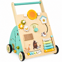 Thumbnail for WoodenSteps – Luonnollinen ja opettavainen – Puinen vauvan kävelyauto, jossa on leikkipaneelit