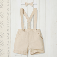 Thumbnail for LittleDandy – Klassinen ja tyylikäs – Puuvillaiset shortsit henkseleillä ja rusetilla