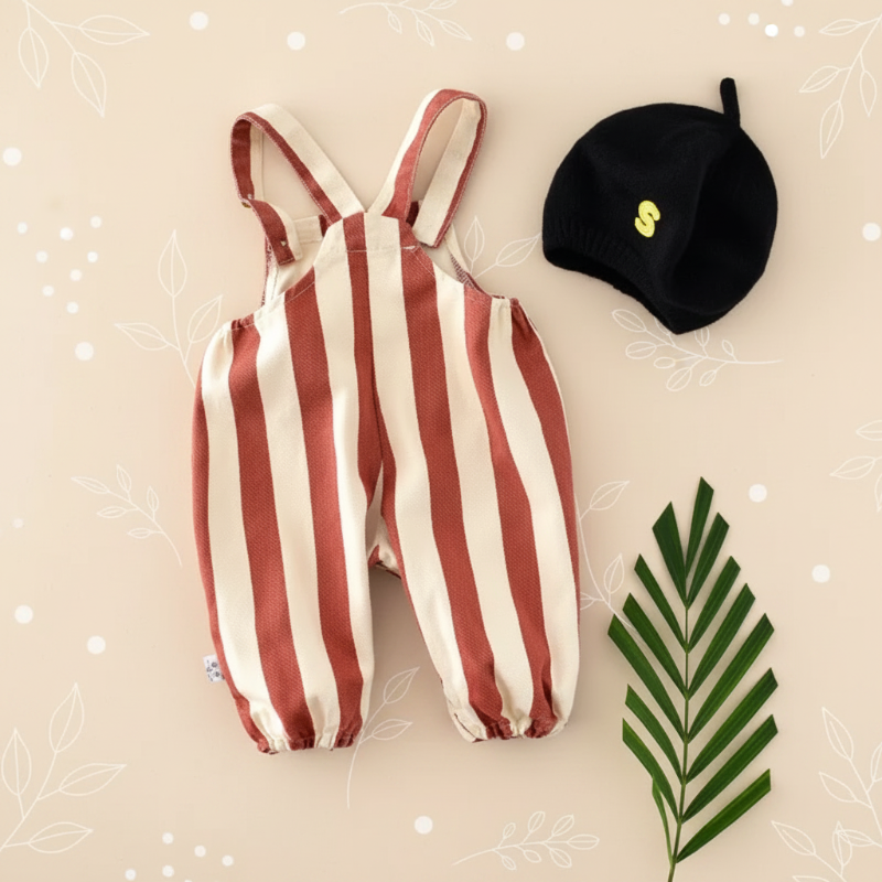 Striped Overall Romper – Pehmeä ja mukava – Lasten haalari