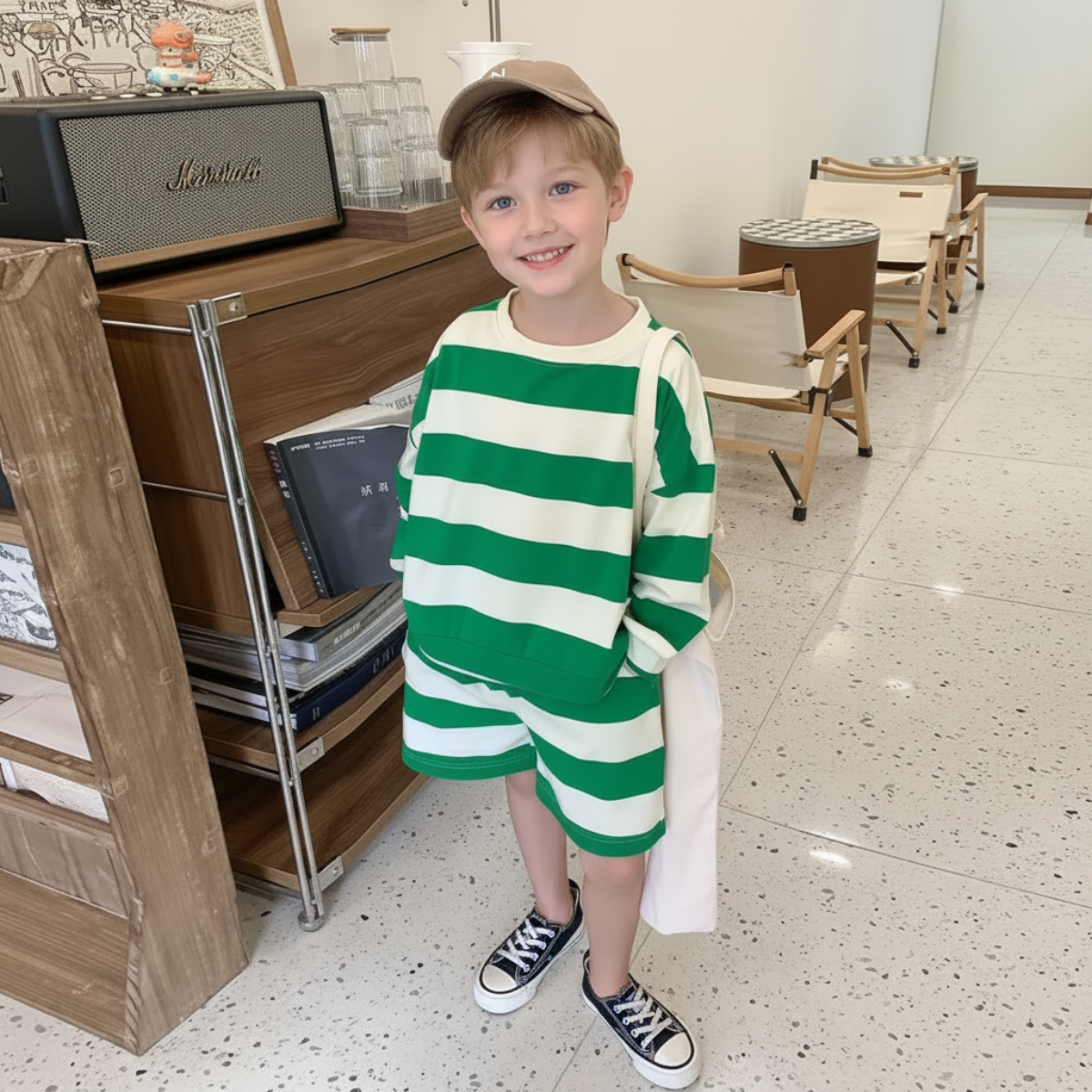 LittleStyle – Pehmeä ja mukava – raidallinen puuvillainen Comfy-setti