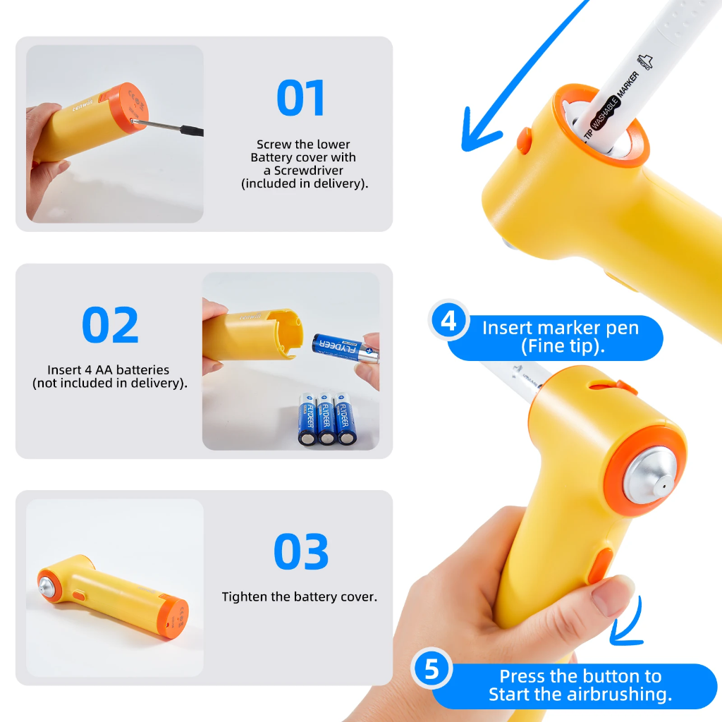 PaintBuddy – Luova & opettavainen – Kannettava airbrush-piirustussetti