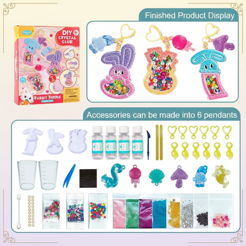 DIY Crystal Keychain Kit – Luova & leikkisä – avaimenperän askartelusetti