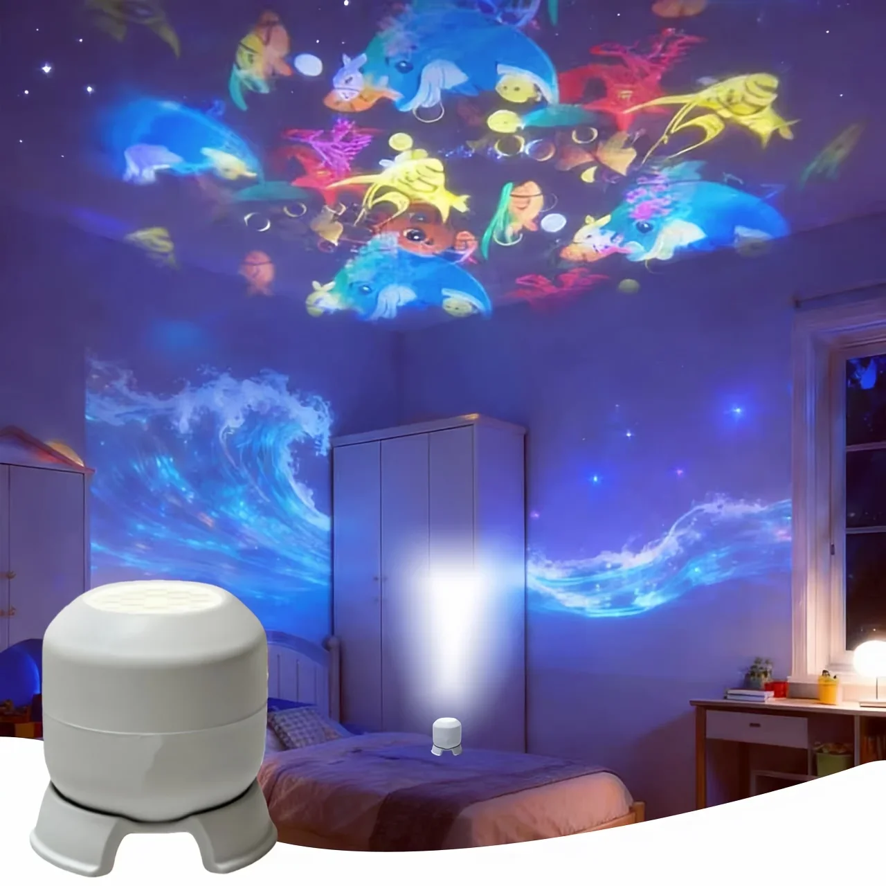 SeaDream – Leikkisä ja opettavainen – 360° kiertävä LED-yövalo