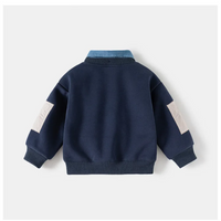 Thumbnail for CoolJunior – Lämmin ja tyylikäs – Poikien villapaita, jossa on denimkaulus