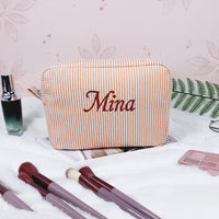 Thumbnail for Striped Name Pouch – Henkilökohtainen ja tyylikäs – meikkipussi