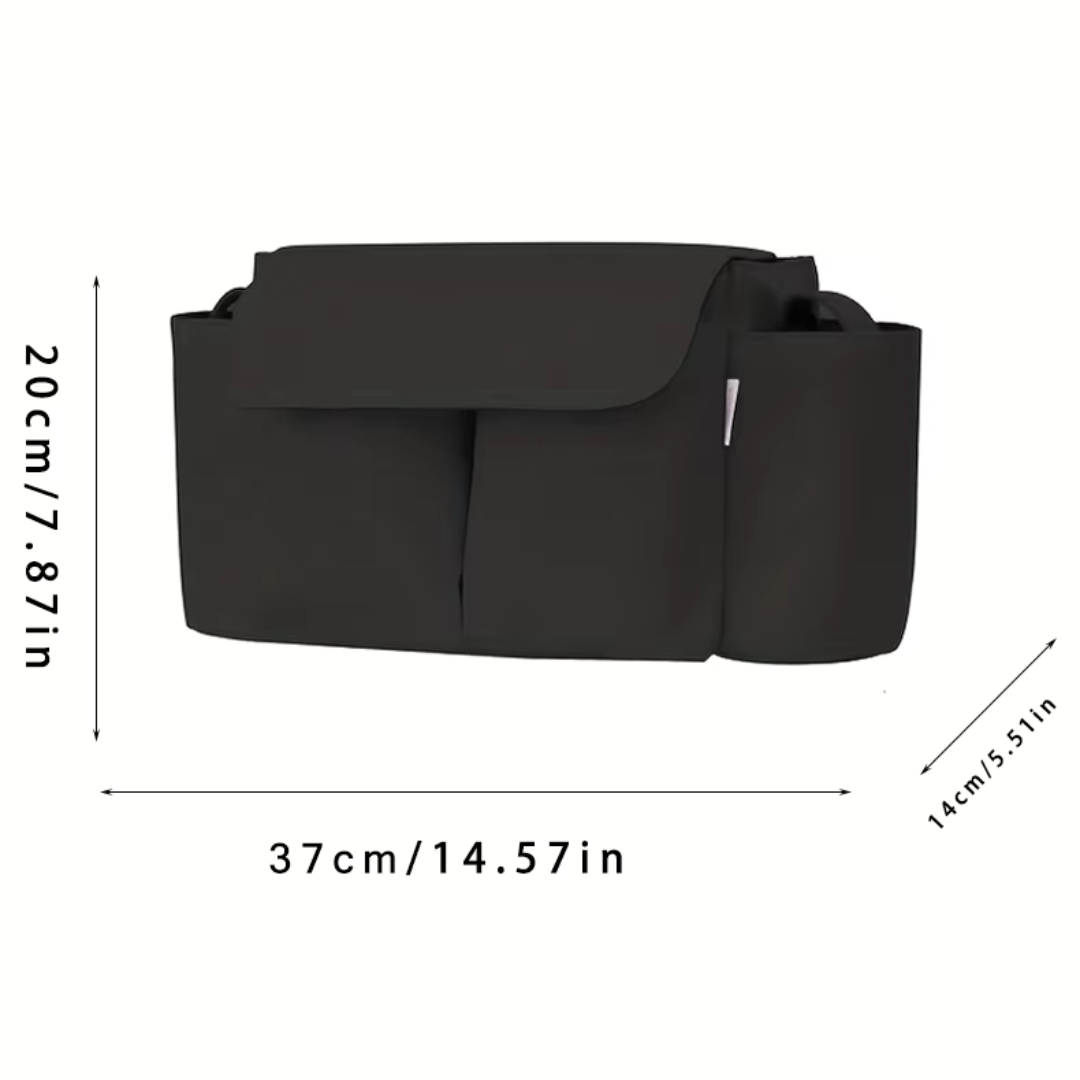 ToddlerOrganizer – Vettä hylkivä ja tilava – lastenvaunujen järjestelijä pullotelineillä