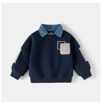 Thumbnail for CoolJunior – Lämmin ja tyylikäs – Poikien villapaita, jossa on denimkaulus