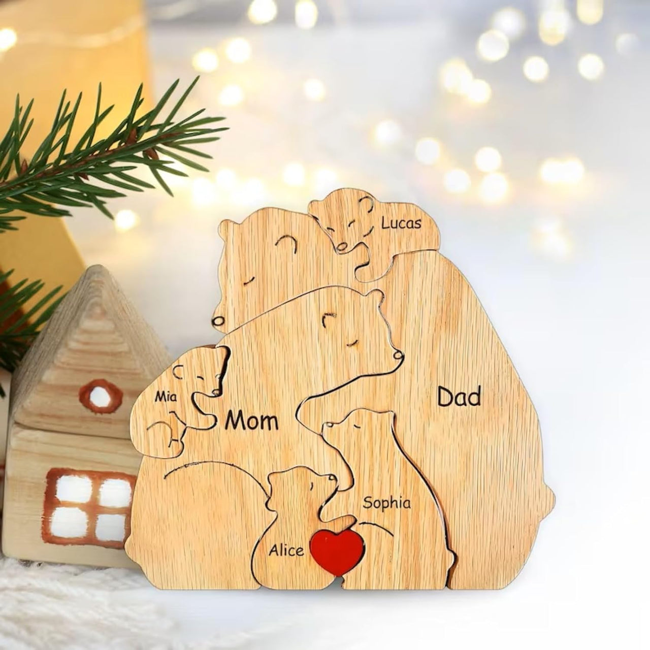 Family Puzzle™ – Henkilökohtainen äitienpäivälahja, jossa on karhuperhe