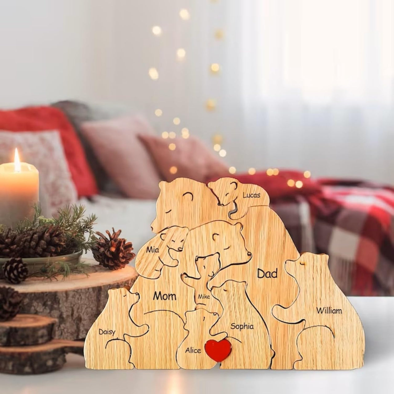 Family Puzzle™ – Henkilökohtainen äitienpäivälahja, jossa on karhuperhe